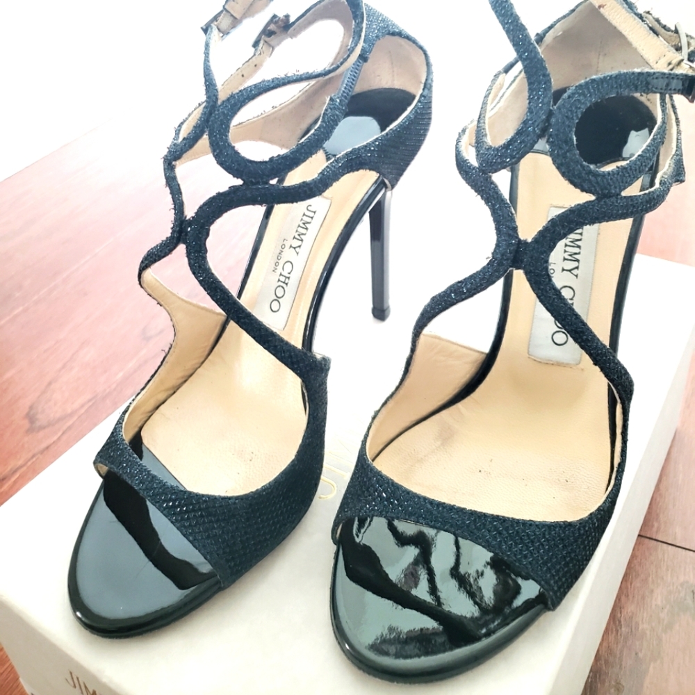 Jimmy Choo Navy blue Shimmer Stilleto  heels size 37.5/7.5 US
